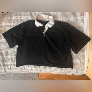 Wild Fable Cropped Polo Rugby Shirt Size XS Black